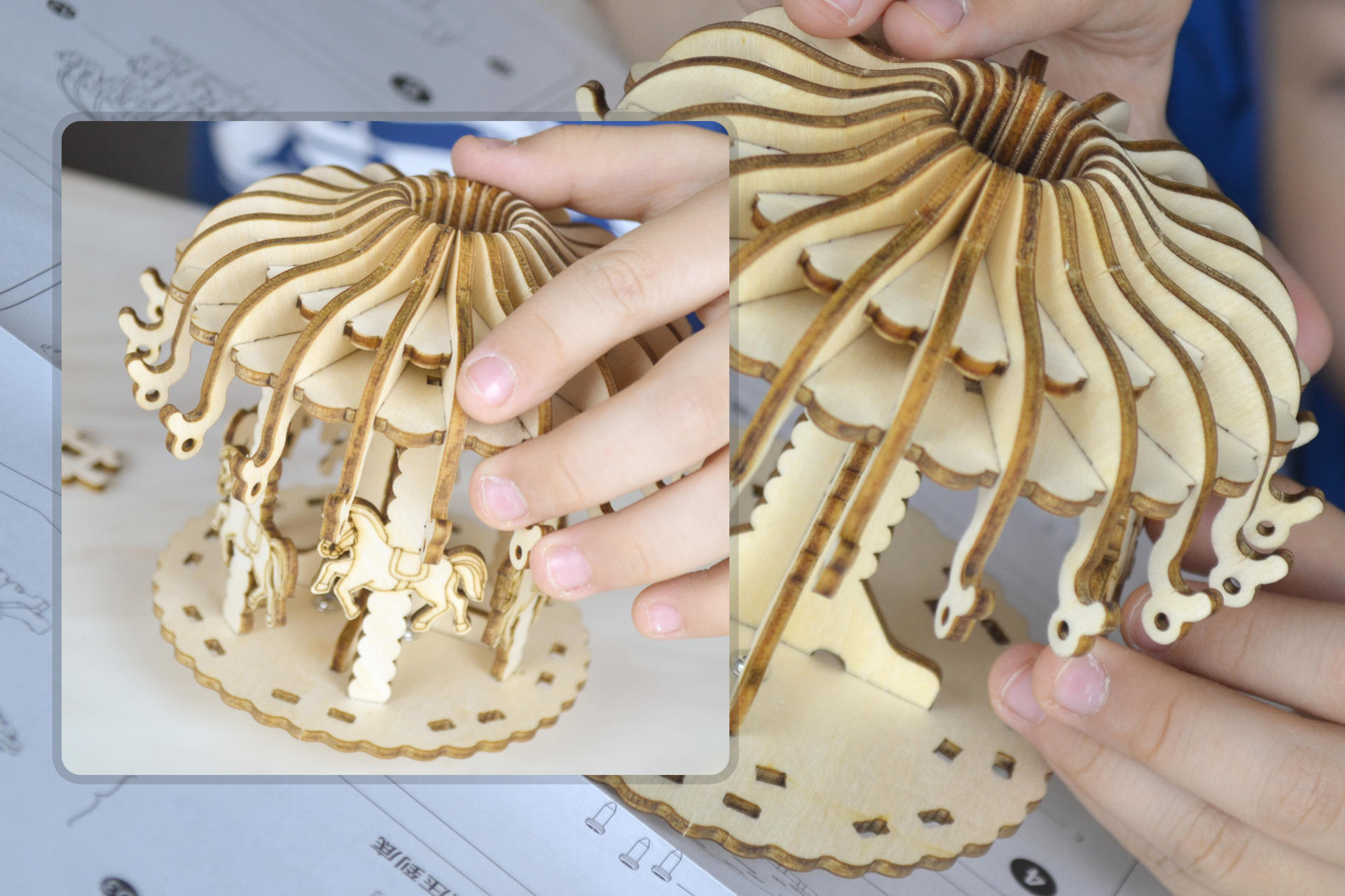 乐趣无穷 亲子互动和萌宝一起 玩玩当当狸旋转木马八音盒