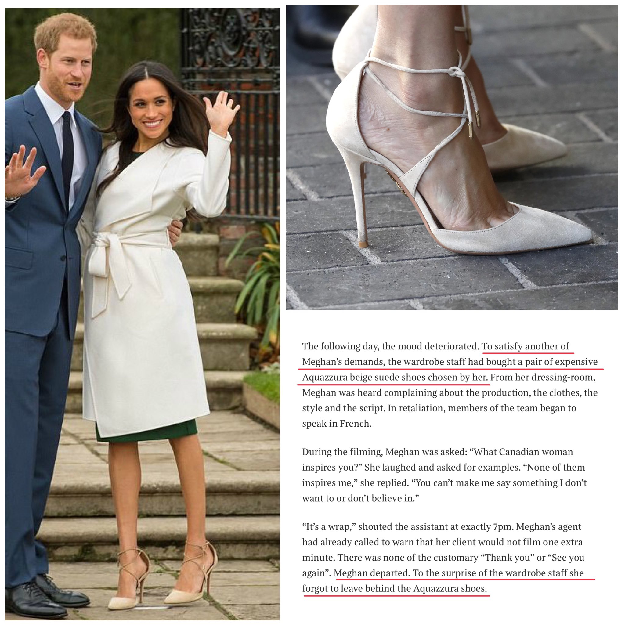 做代言人时顺走的高跟鞋，梅根还在拍订婚照时穿？网友：非常像