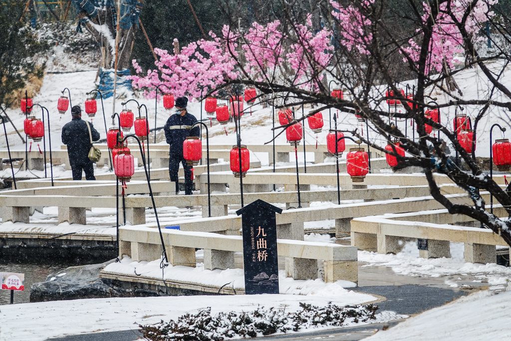 雪游九洲池
