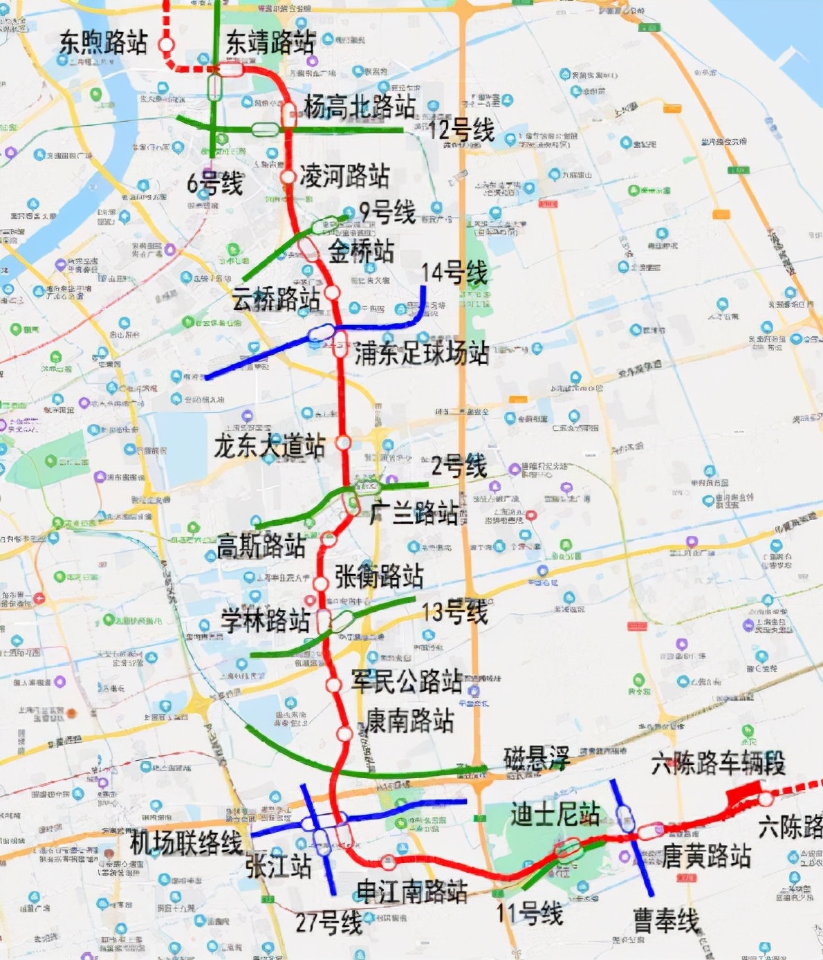 上海建一条地铁新线路，可与10条线路实现换乘，两端预留延伸条件