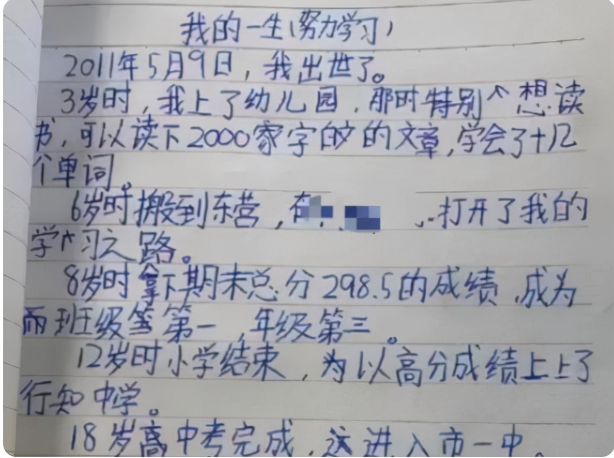 小學生自制“人生规划”，预计32岁获奖，连结局都想得明明白白