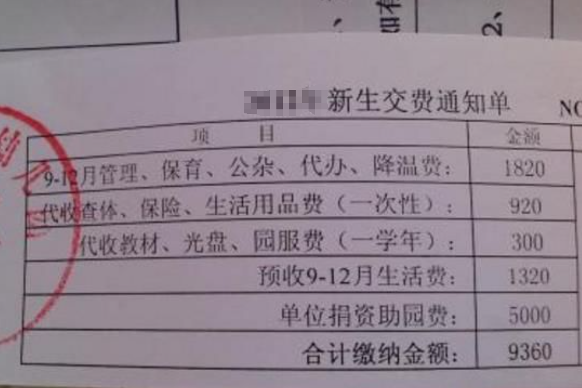 幼儿园学费有多高？宝妈们纷纷晒出收据单，网友直呼：养不起