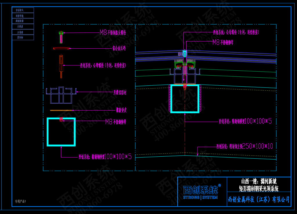 山西·太原潇河新城：精制钢采光顶系统（多截面方案）图纸深化案例参考 - 西创系统(图4)