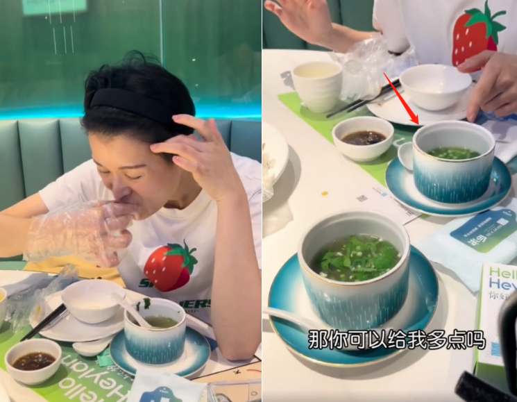 胡杏儿素颜吃海鲜大餐，碗里螃蟹比脸还大，主动打包剩菜毫无架子