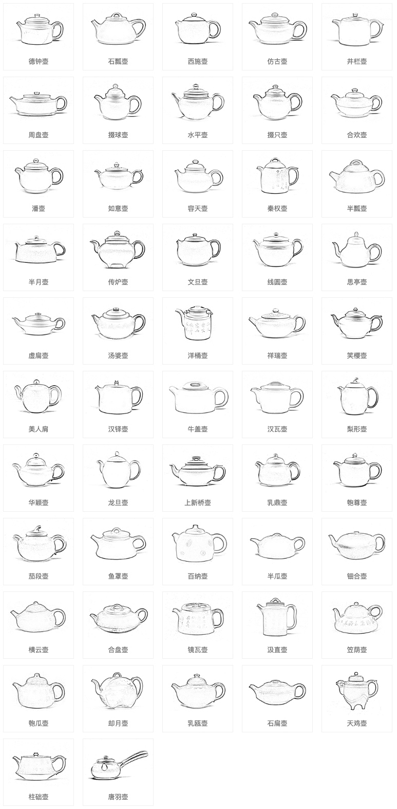 紫砂壶壶型大全图谱紫砂壶的壶型种类图解