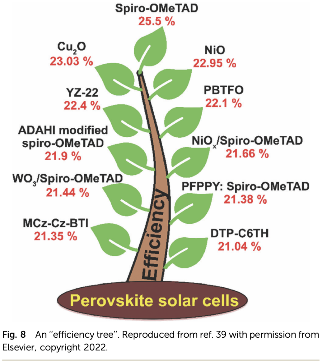 用于高效钙钛矿太阳能电池的三苯胺空穴传输材料的演变