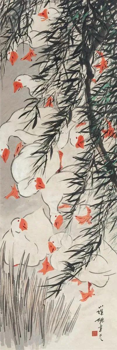 水中花白鹅，诗画溢欢歌：“白鹅”诗词20首，国画白鹅46幅