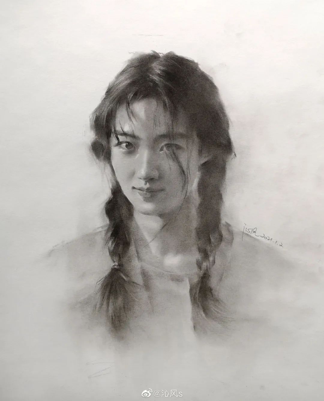 画皮画骨难画魂，她用木炭把明星画活了，王一博鞠婧祎眼神看醉了