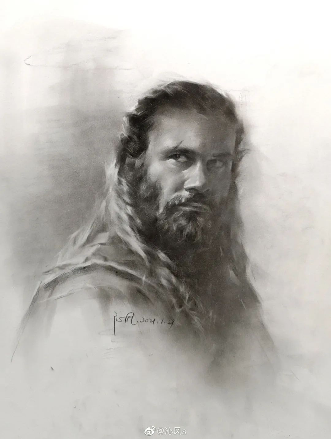 画皮画骨难画魂，她用木炭把明星画活了，王一博鞠婧祎眼神看醉了