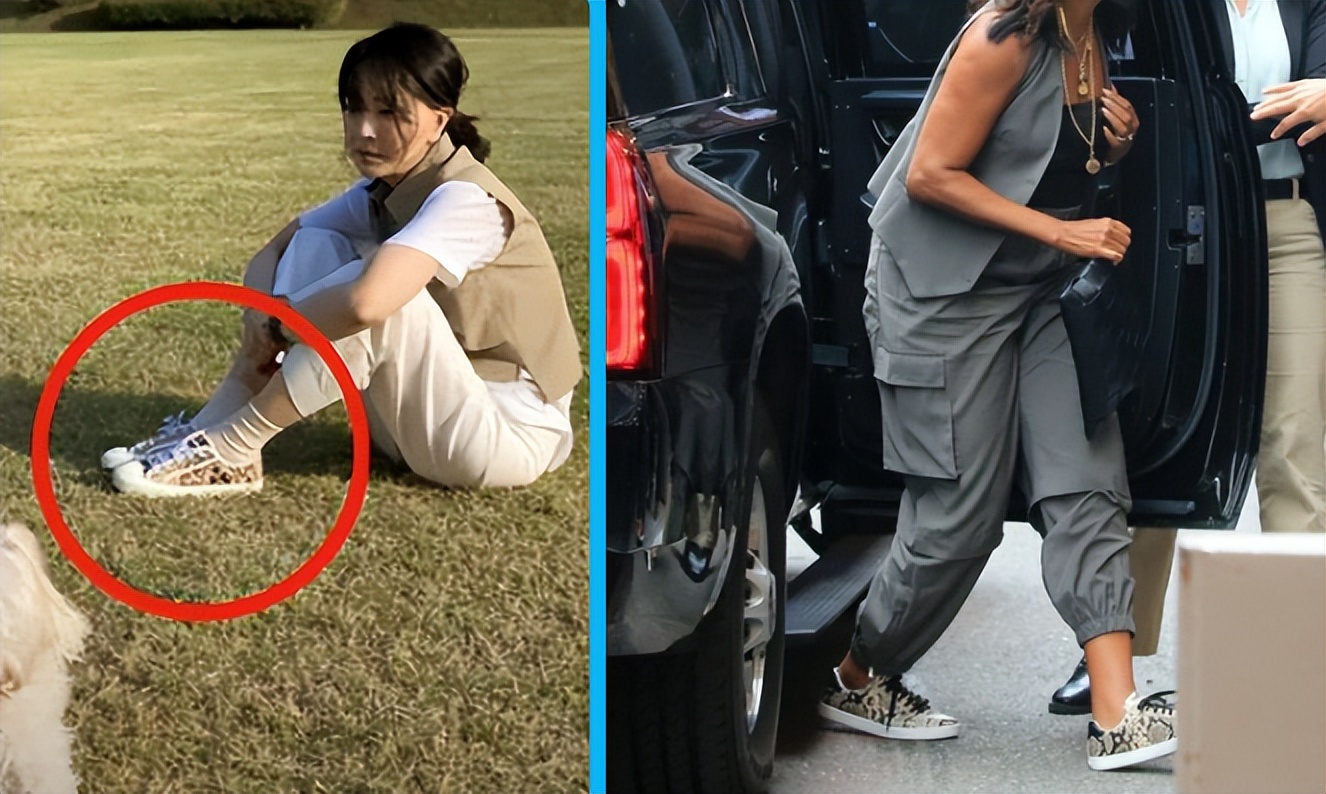 58岁的米歇尔，脚上鞋子与小9岁金建希穿同款，谁穿出了活力感？