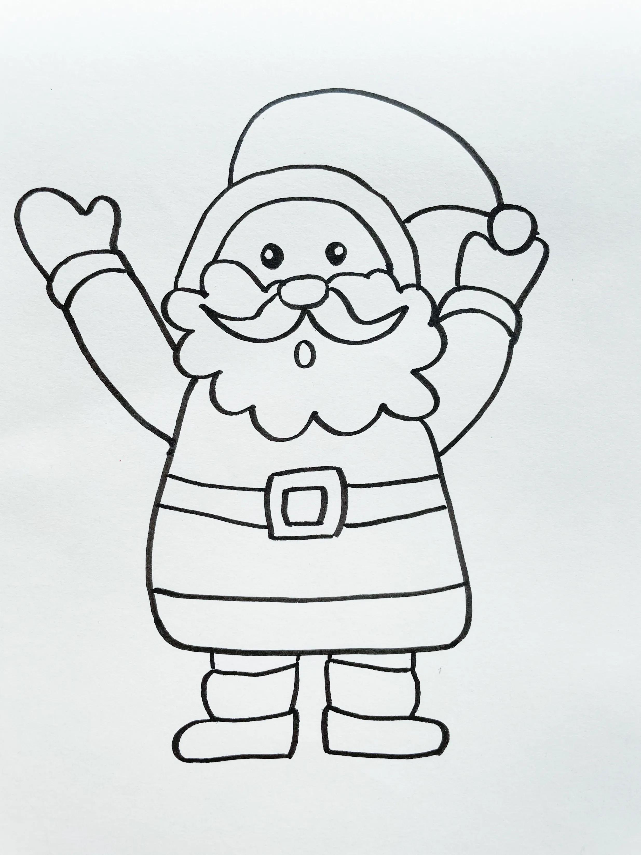 圣诞老人简笔画怎么画,以一个漂亮简单的圣诞老人步骤图