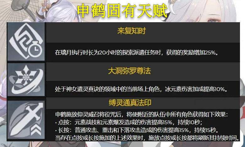 原神：新角色《申鹤》属性技能详解，冰系超强增伤专属辅助