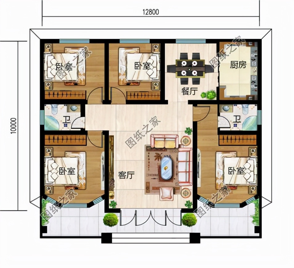5款平屋顶一层别墅设计，这样的平房建出来看谁说土