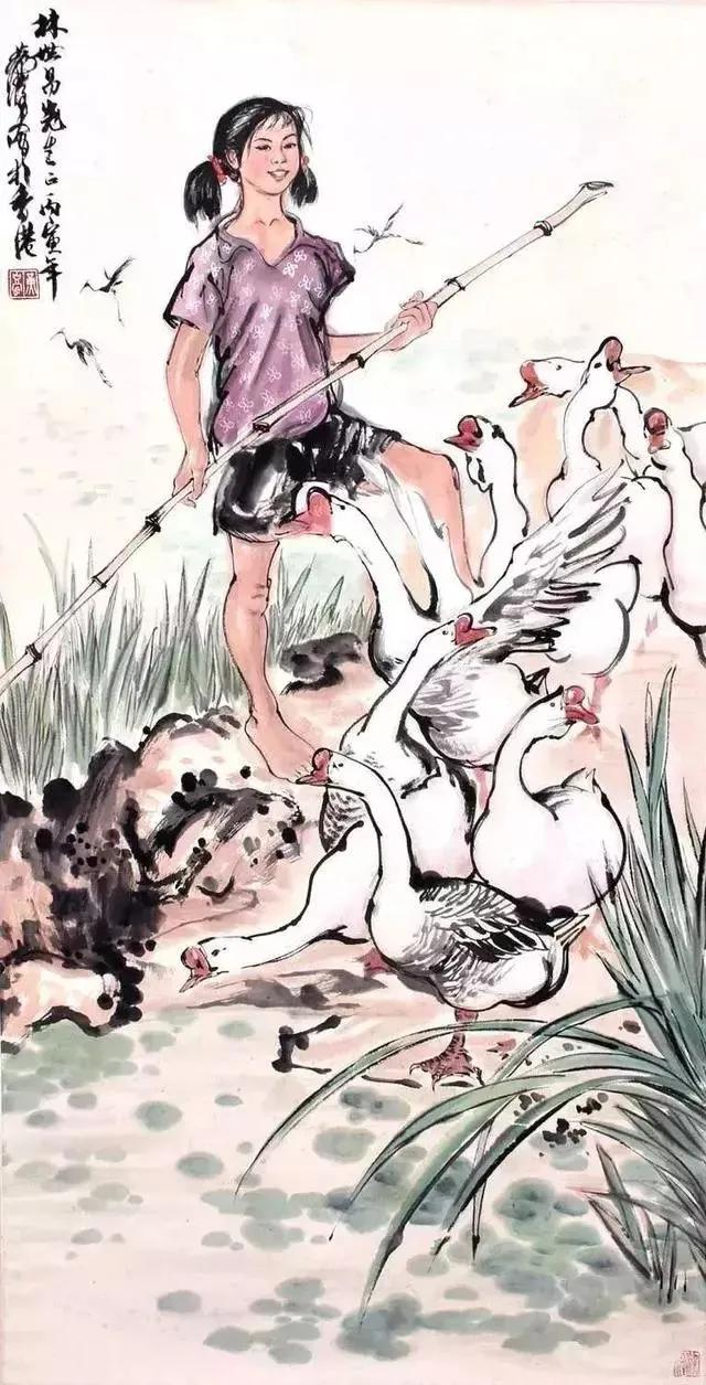 水中花白鹅，诗画溢欢歌：“白鹅”诗词20首，国画白鹅46幅