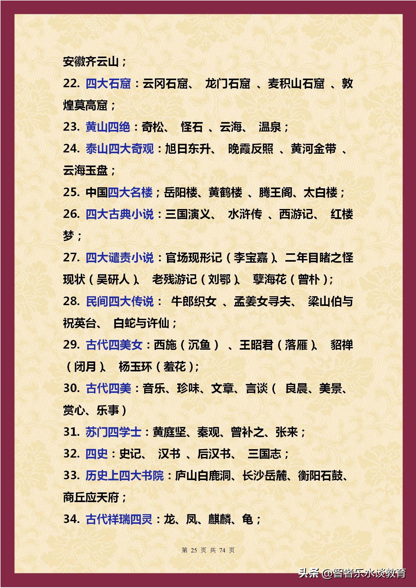 1500个文学常识大合集！涵盖我国5000年历史（精编完整打印版）