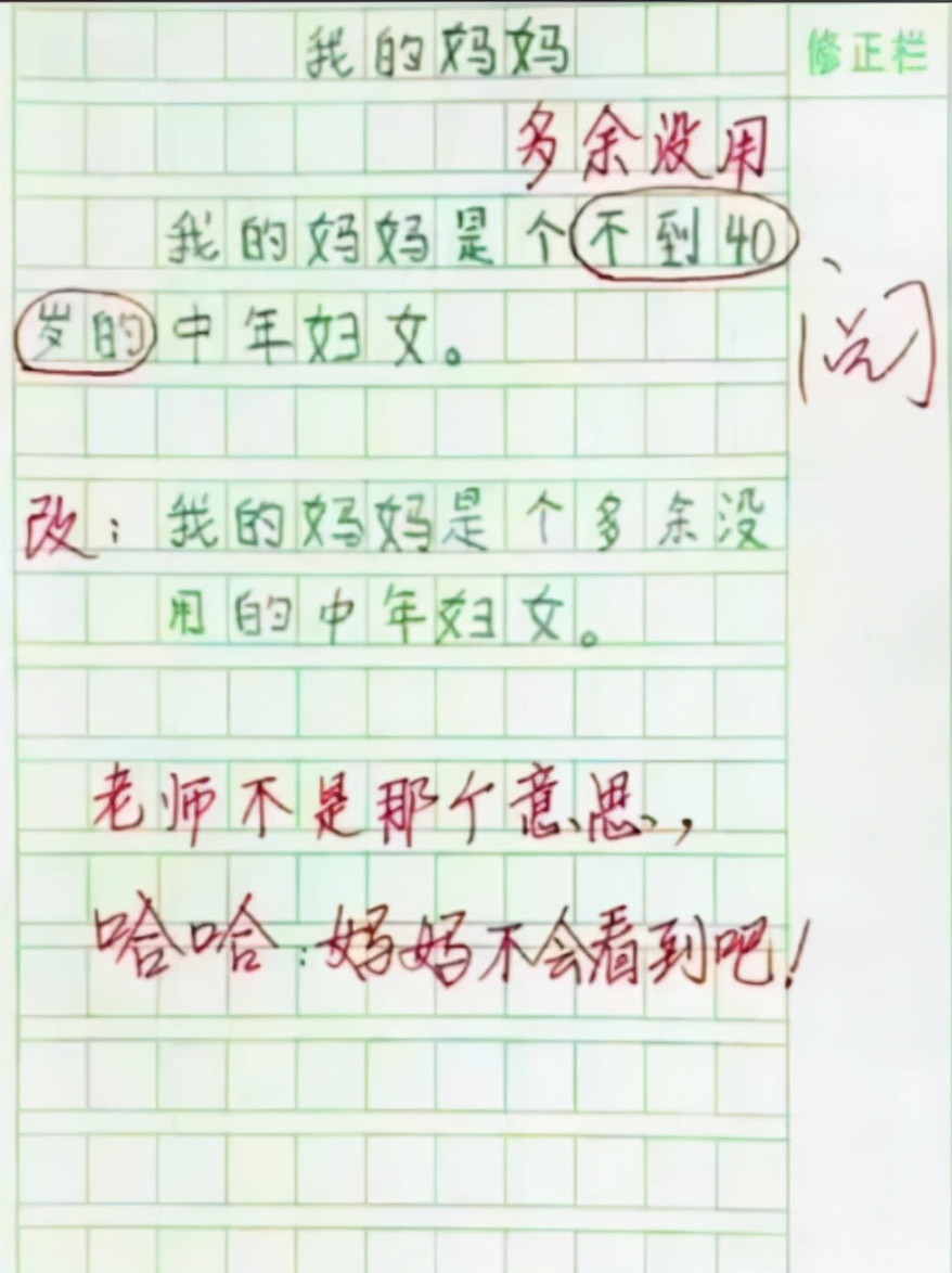 小学生的作文《我的阿姨》很受欢迎，让老师哈哈大笑。网络用户：相声毕业？