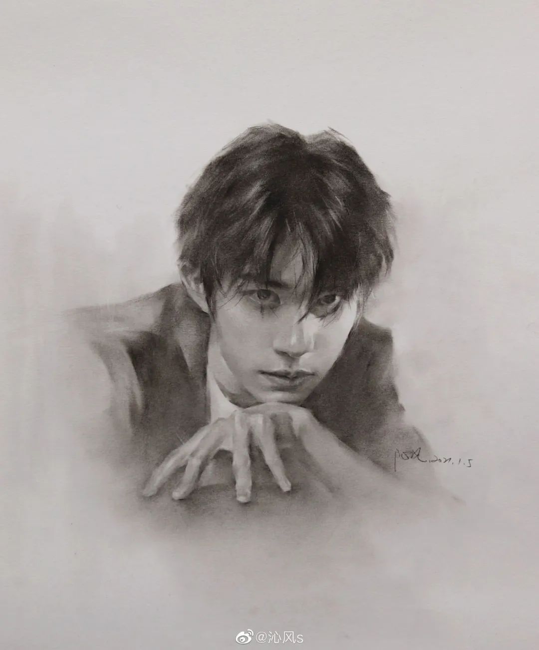 画皮画骨难画魂，她用木炭把明星画活了，王一博鞠婧祎眼神看醉了