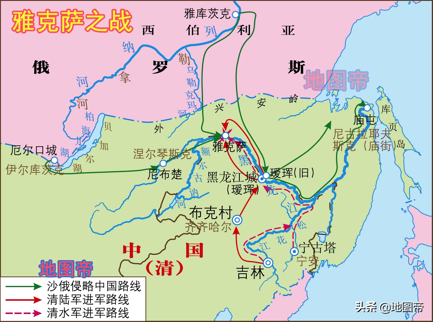 中国与俄罗斯地图(中国历朝距西伯利亚更近，占领西伯利亚的为什么是沙俄？)