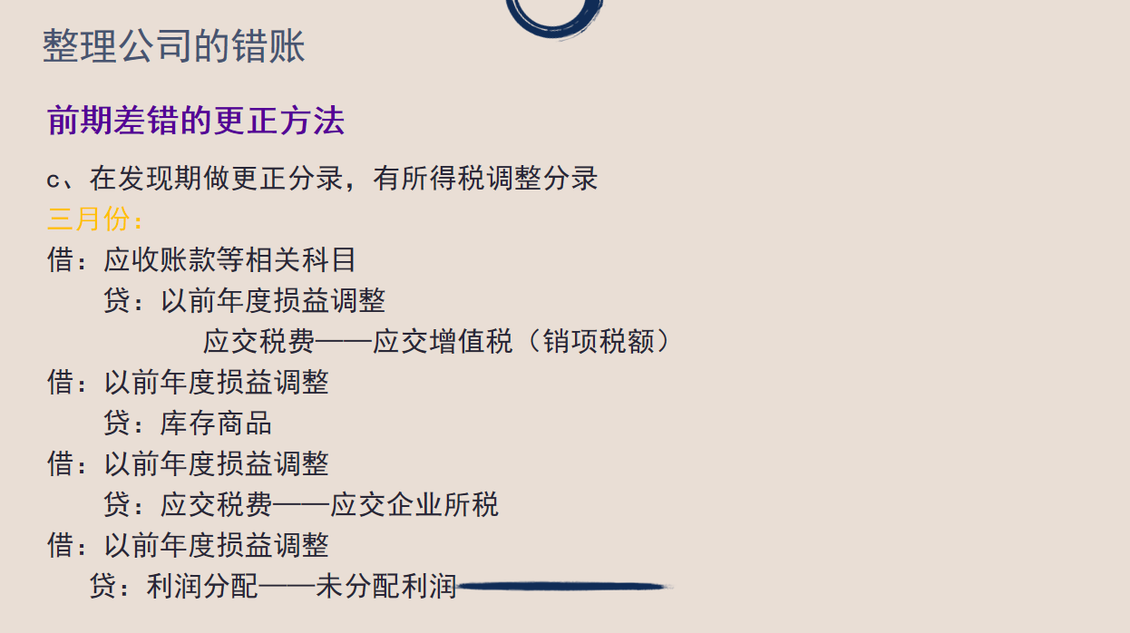 年末关账，发现错账的处理方式，为年初建立新账做好铺垫