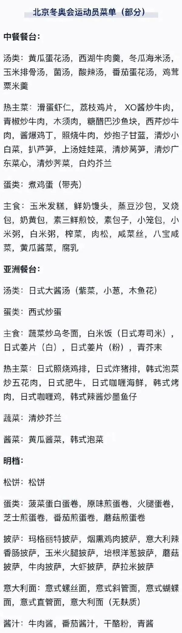 奥运会的菜单有哪些(冬奥菜单发布！网友：没有一个我不爱吃的……)