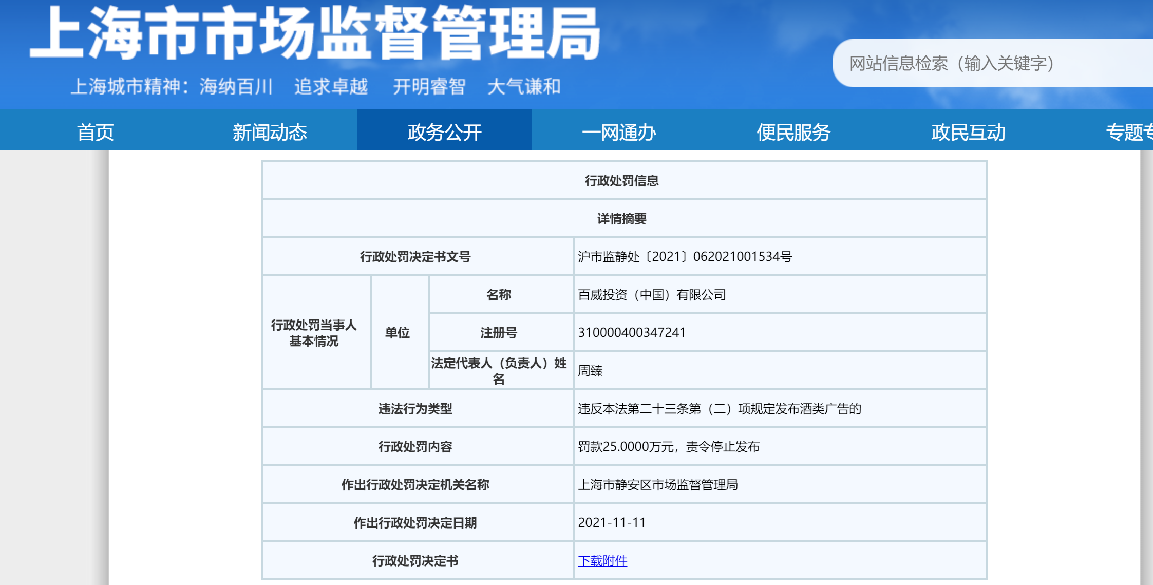 百威中国被罚25万元，因酒类广告出现饮酒动作