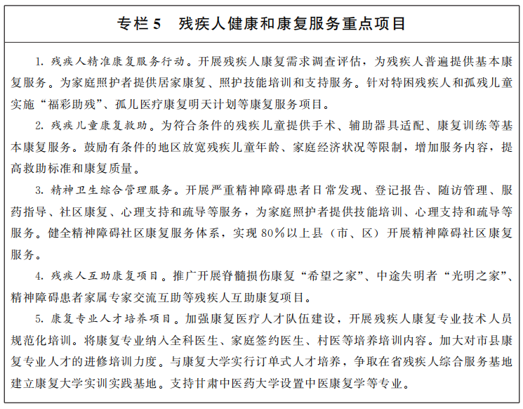 甘肃省人民政府关于印发甘肃省“十四五”残疾人保障和发展规划的通知