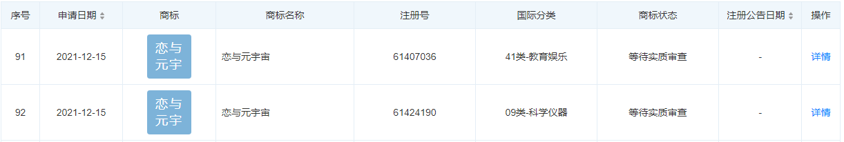 叠纸网络申请注册多个元宇宙商标