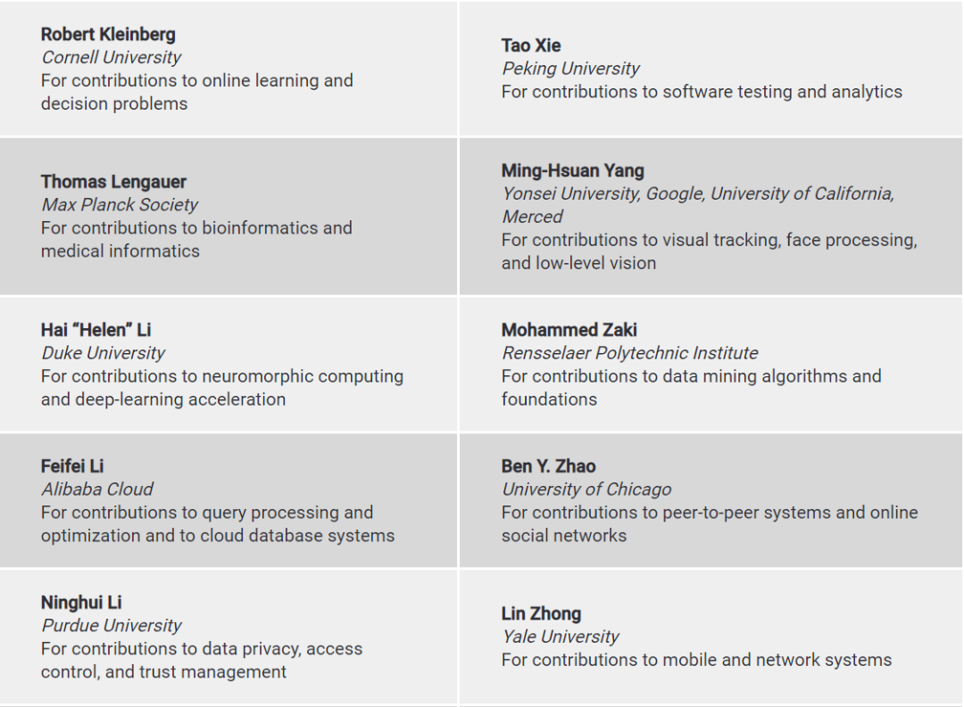 2021 ACM Fellow 出炉！唐杰、谢涛、李飞飞、刘铁岩等13位华人科学家入选