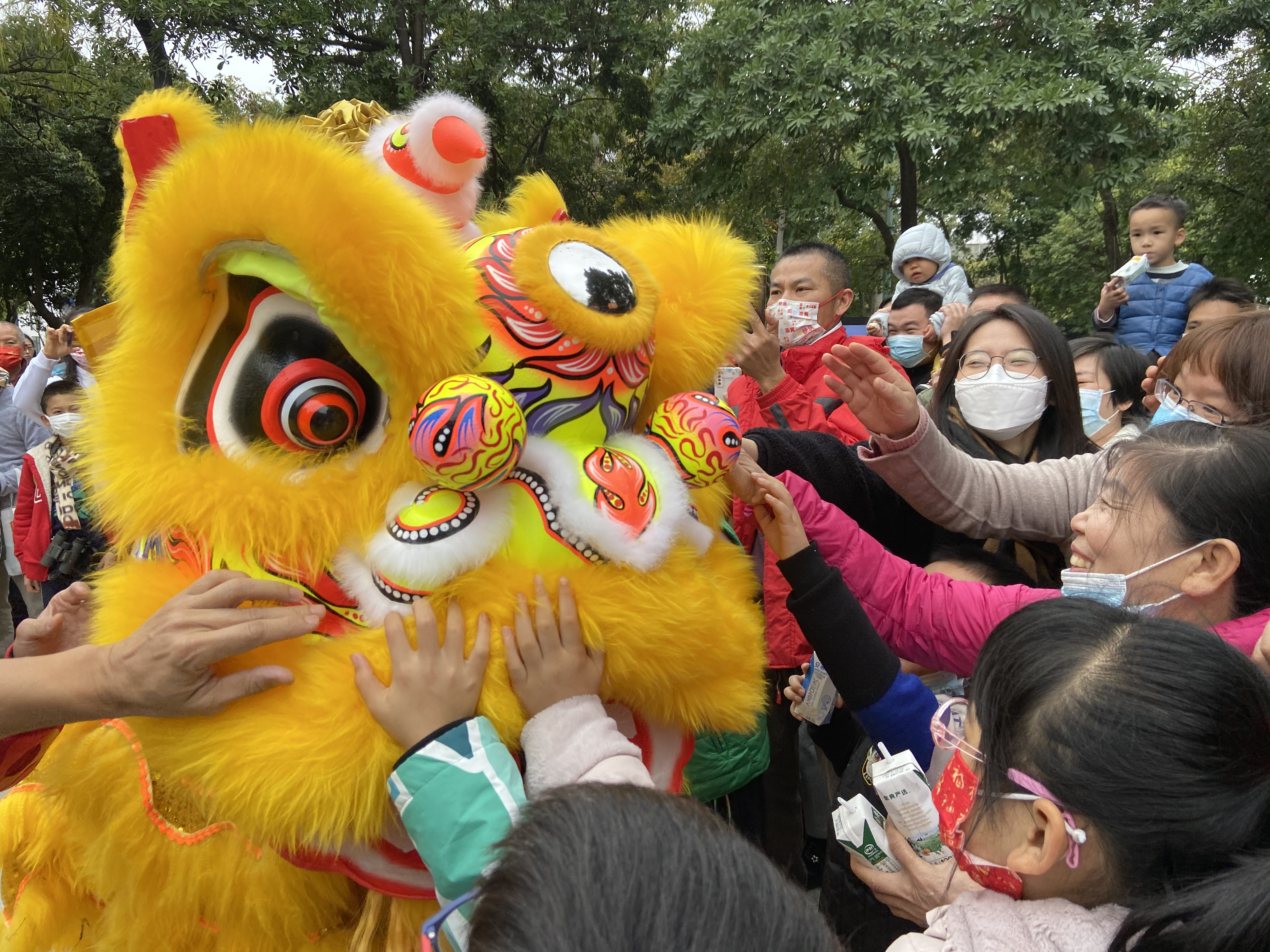 广州醒狮队(醒狮“迎财神”闹新春！广州街坊畅玩海珠湖)