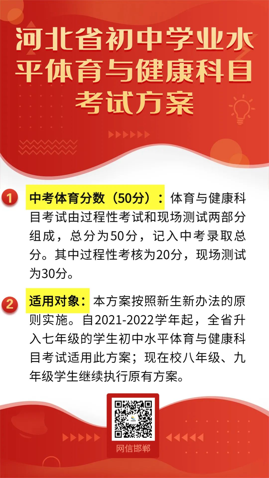 重磅！河北省体育中考政策出台，总分提高到50分！