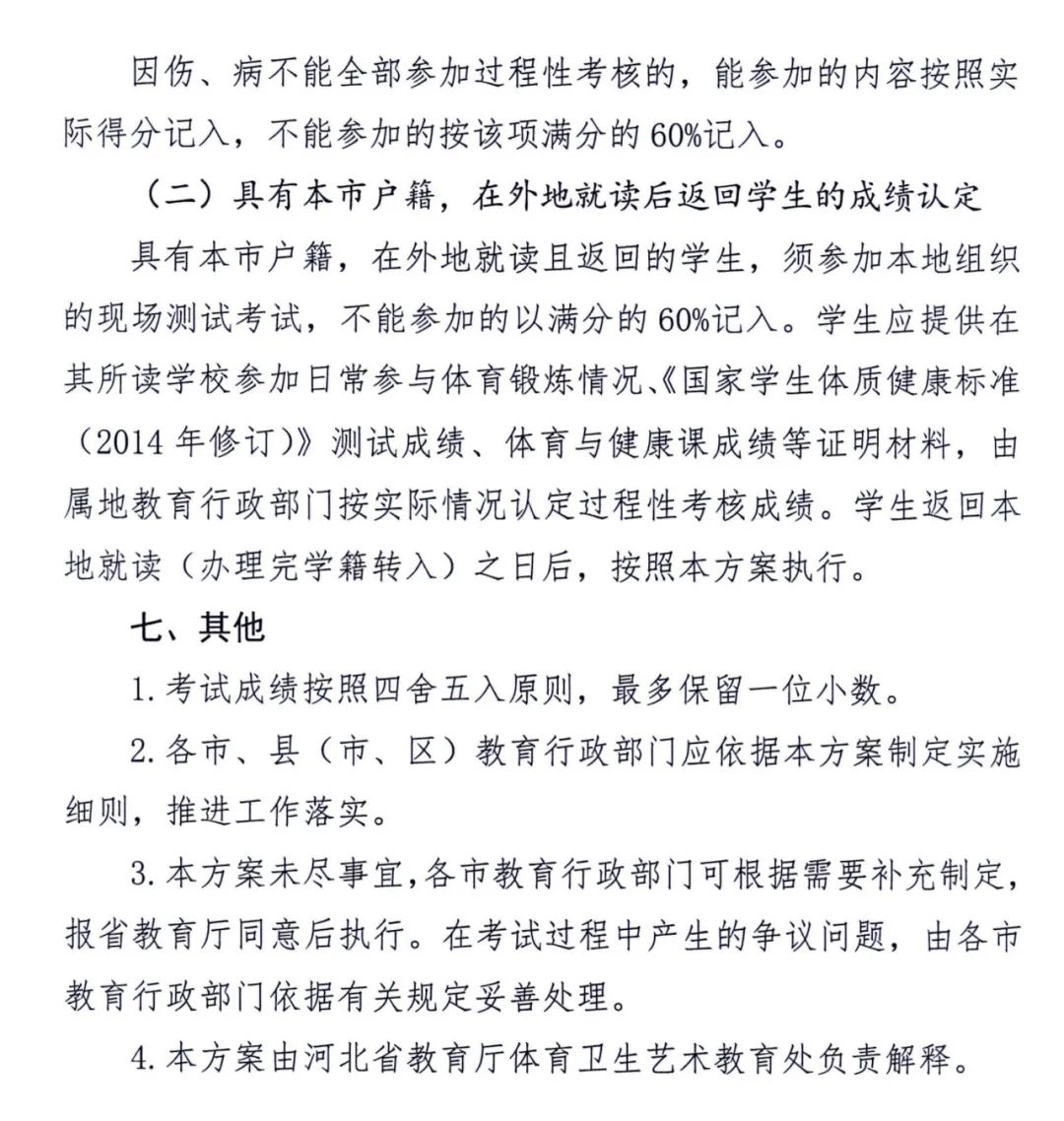重磅！河北省体育中考政策出台，总分提高到50分！
