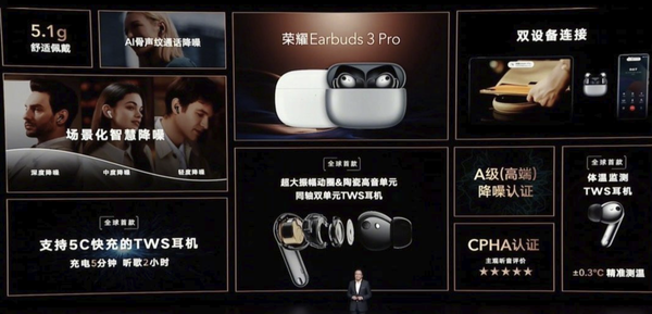 三大技术首发！荣耀Earbuds 3 Pro国行发布 售899元