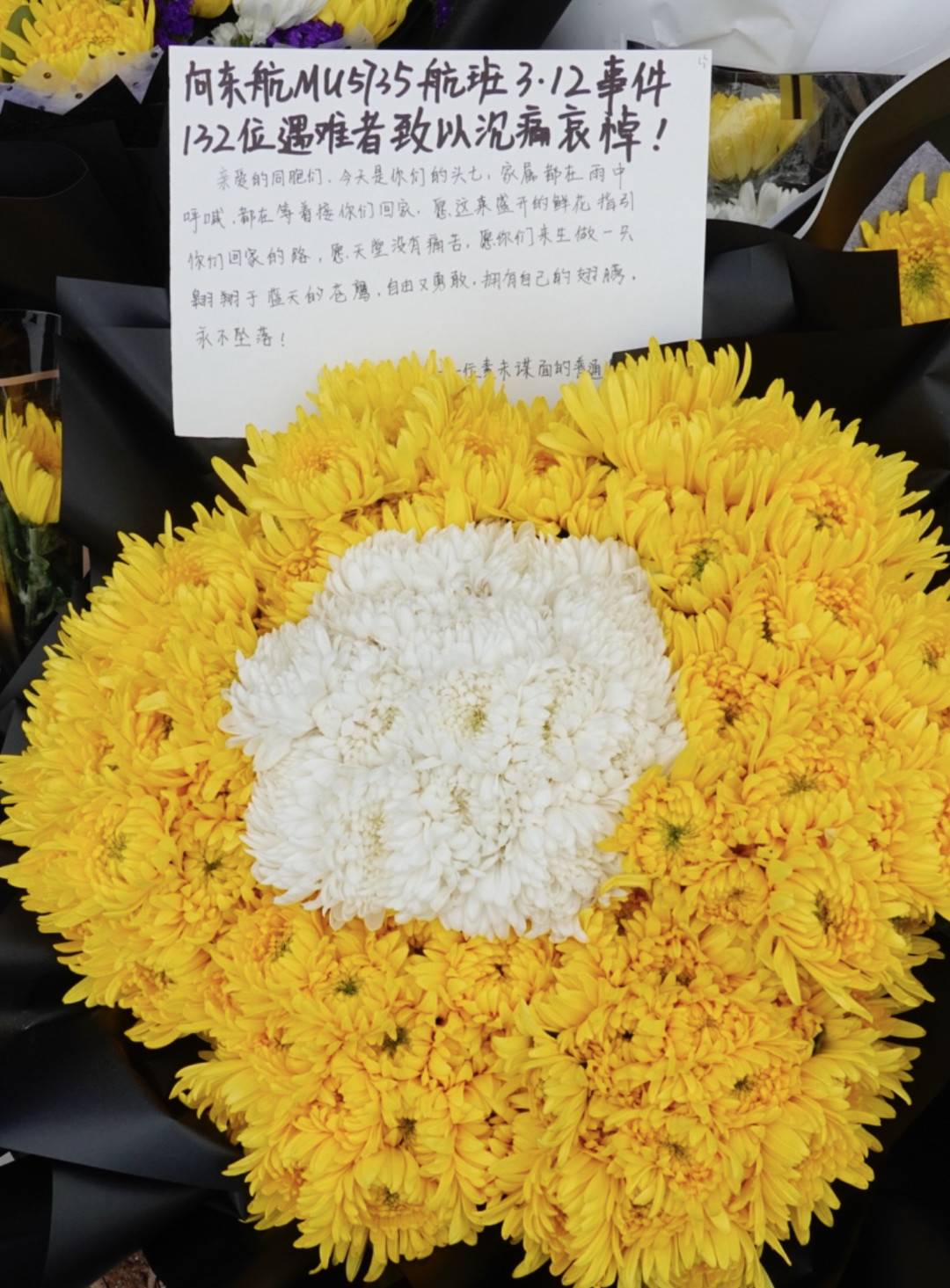 东航MU5735七日祭：鲜花指引回家路