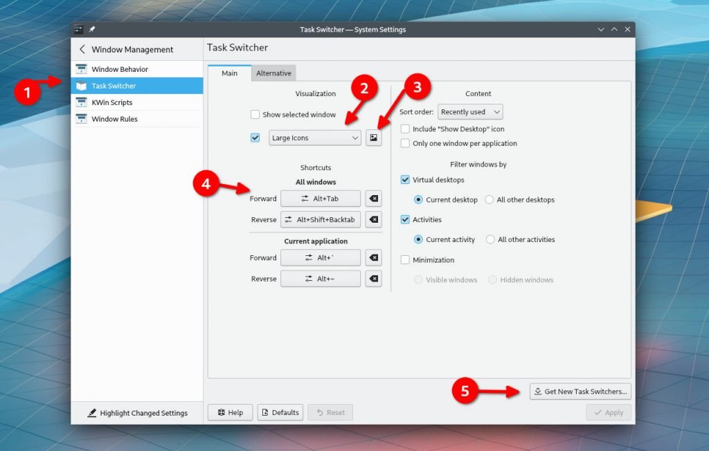 如何在 KDE Plasma 桌面上配置任务切换器