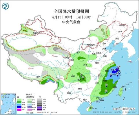 江浙沪皖赣等地雨势猛烈，长江中下游降温显著