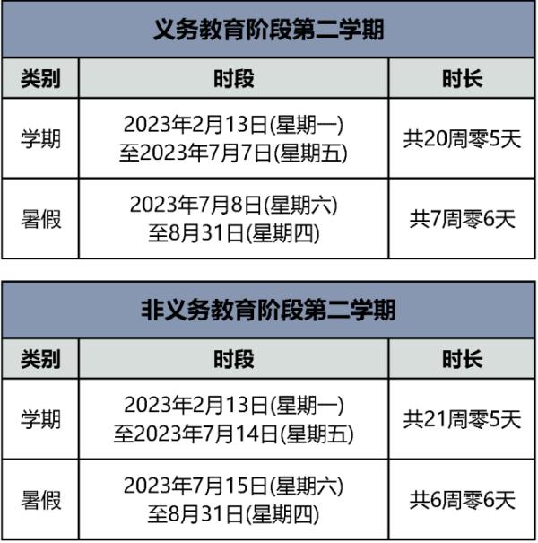 北京市2022—2023学年寒暑假时间确定了