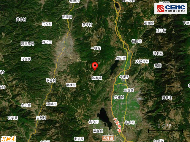 云南大理州洱源县发生3.8级地震