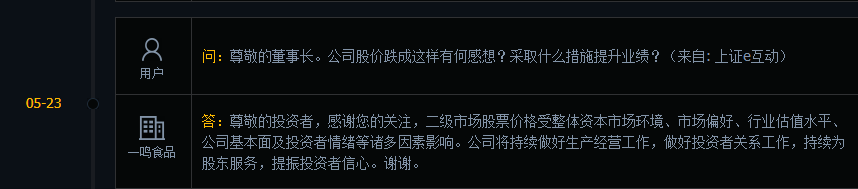 一鸣食品业绩增长乏力，股价持续低迷，引发投资者问询