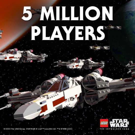 《乐高星战：天行者》自发售以来（不到三个月）玩家数已突破500万人