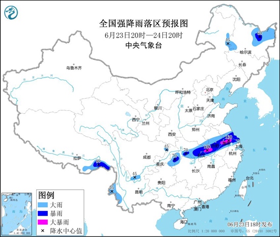 暴雨蓝色预警：安徽江苏湖北部分地区有大暴雨