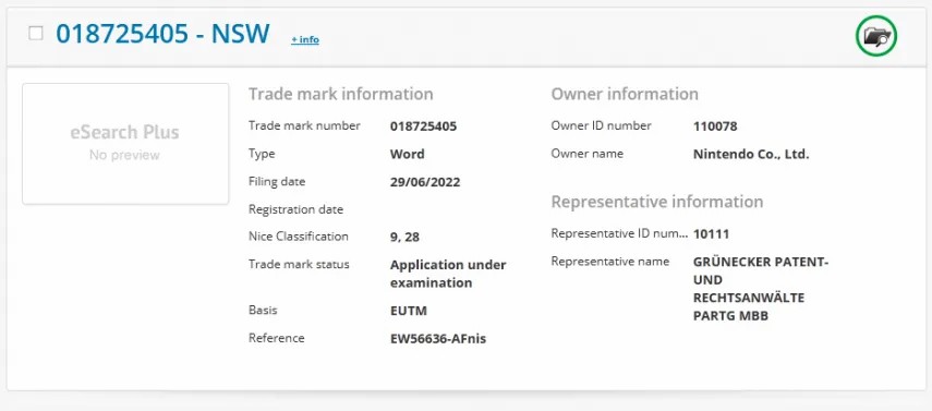 任天堂在欧洲申请“NSW”商标 或为Switch的新简称