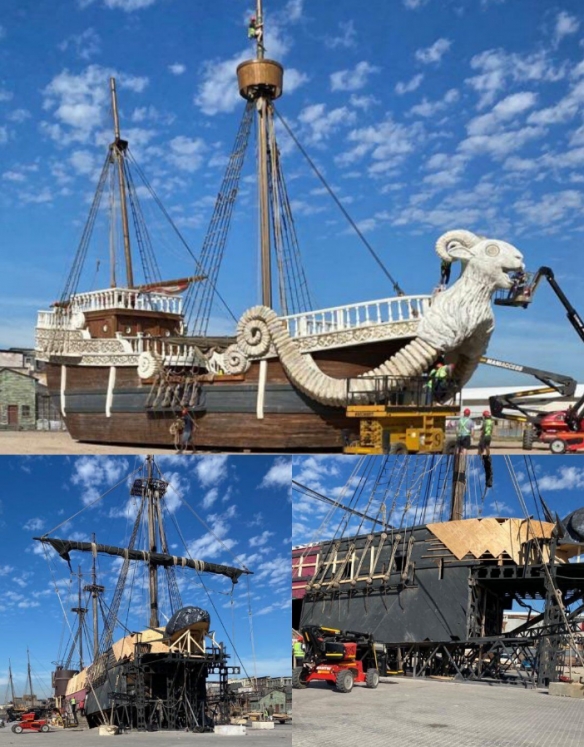 网飞《海贼王》真人剧新照！梅利号和卡普军舰亮相