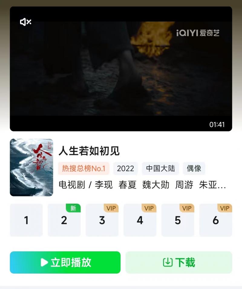 电视剧《人生若如初见》网络播出