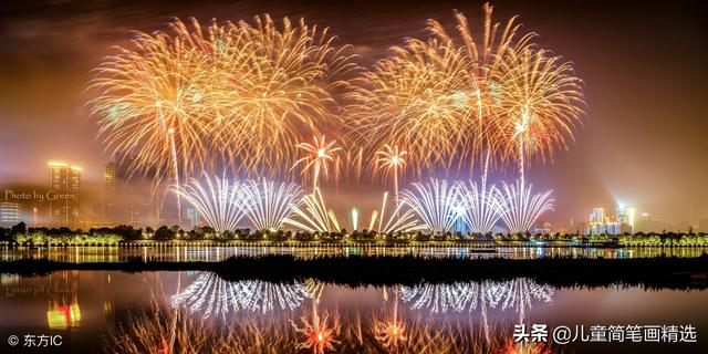烟花简笔画，烟花简笔画黑白（<Fireworks>的绘画步骤）