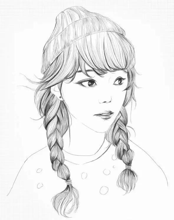 素描头像女生唯美，素描少女.微信（为你喜欢的小姐姐画幅画）