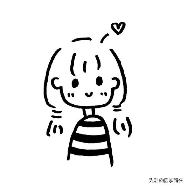 简笔画女生头像，简笔画女头/可爱微信（黑白简笔画的闺蜜宿舍团队头像）