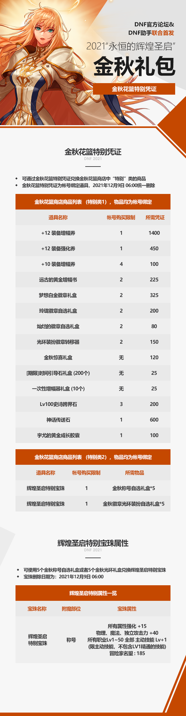 DNF：2021国庆礼包内容爆料，鞋子新增技能攻击力附魔宝珠