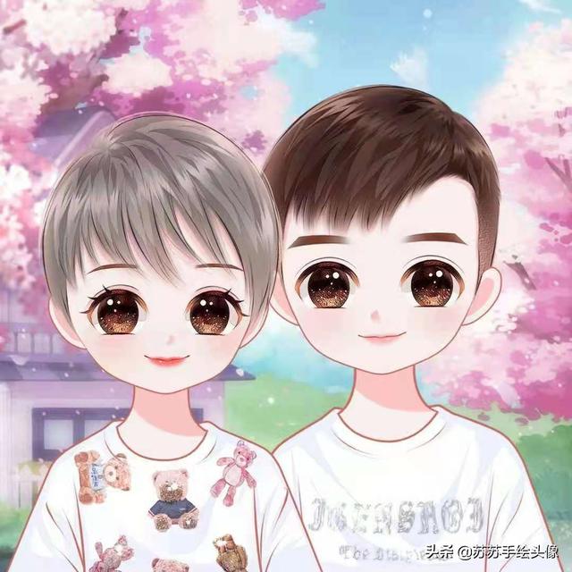 2018最新的卡通情侣图片一左一右  我喜欢你就像爱自己，情侣卡通图片超萌一对一左一右（欢快可爱的卡通情侣头像）