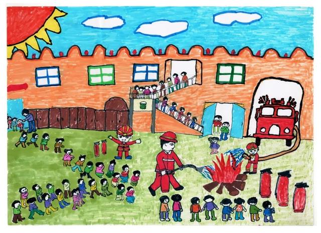 幼儿园绘画图片大全简单漂亮，幼儿园大班画画图片简单漂亮（“我是小小消防员”优秀绘画作品展播）